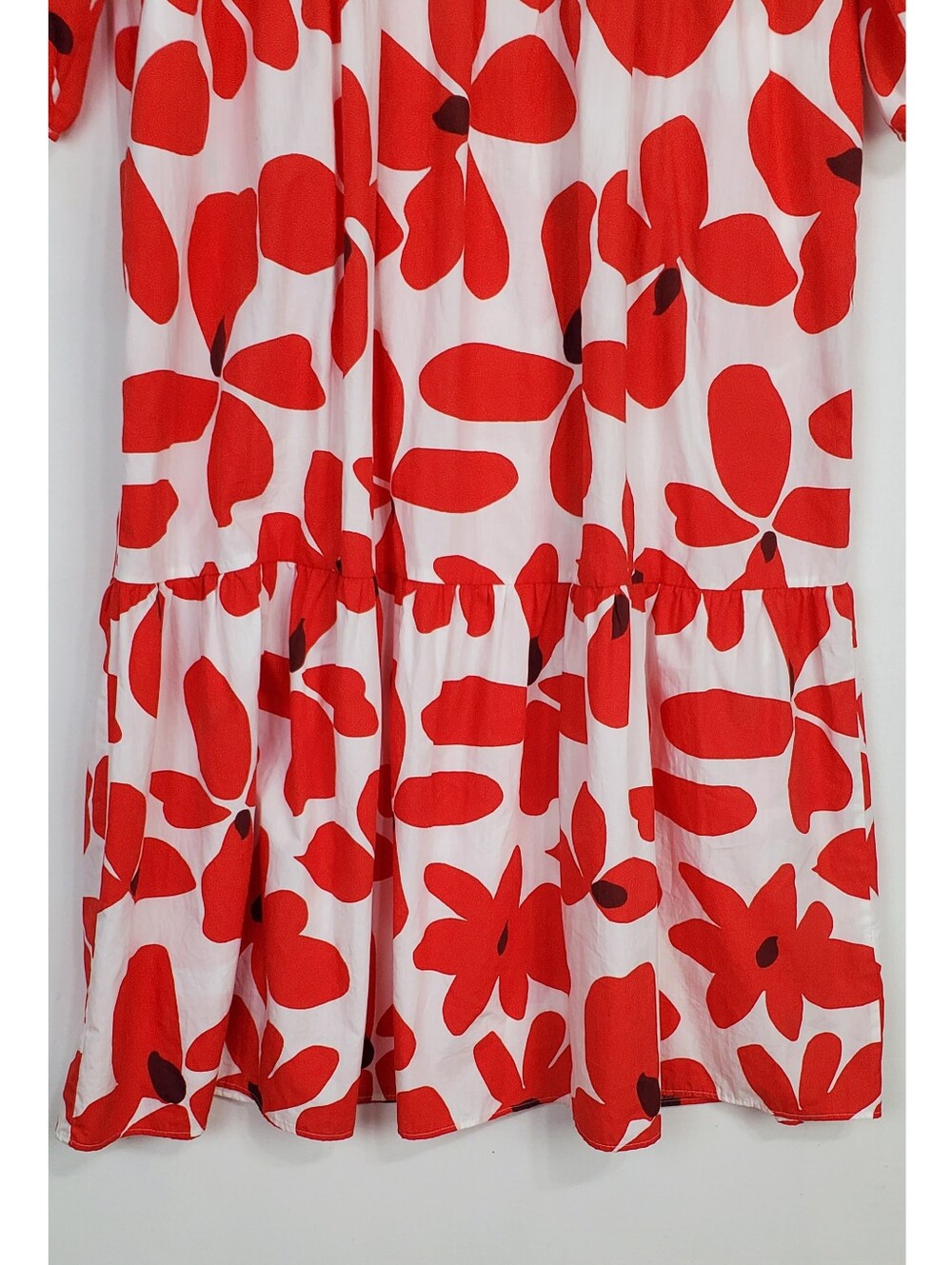 Maeve Anthropologie Xl tiered midi shirt dress 3/4 sleeves floral red bohemian - Picture 9 of 14